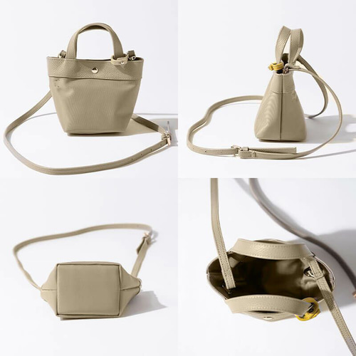 新品未使用】本革 2way 人気モデル ミニミニバッグ グレージュ
