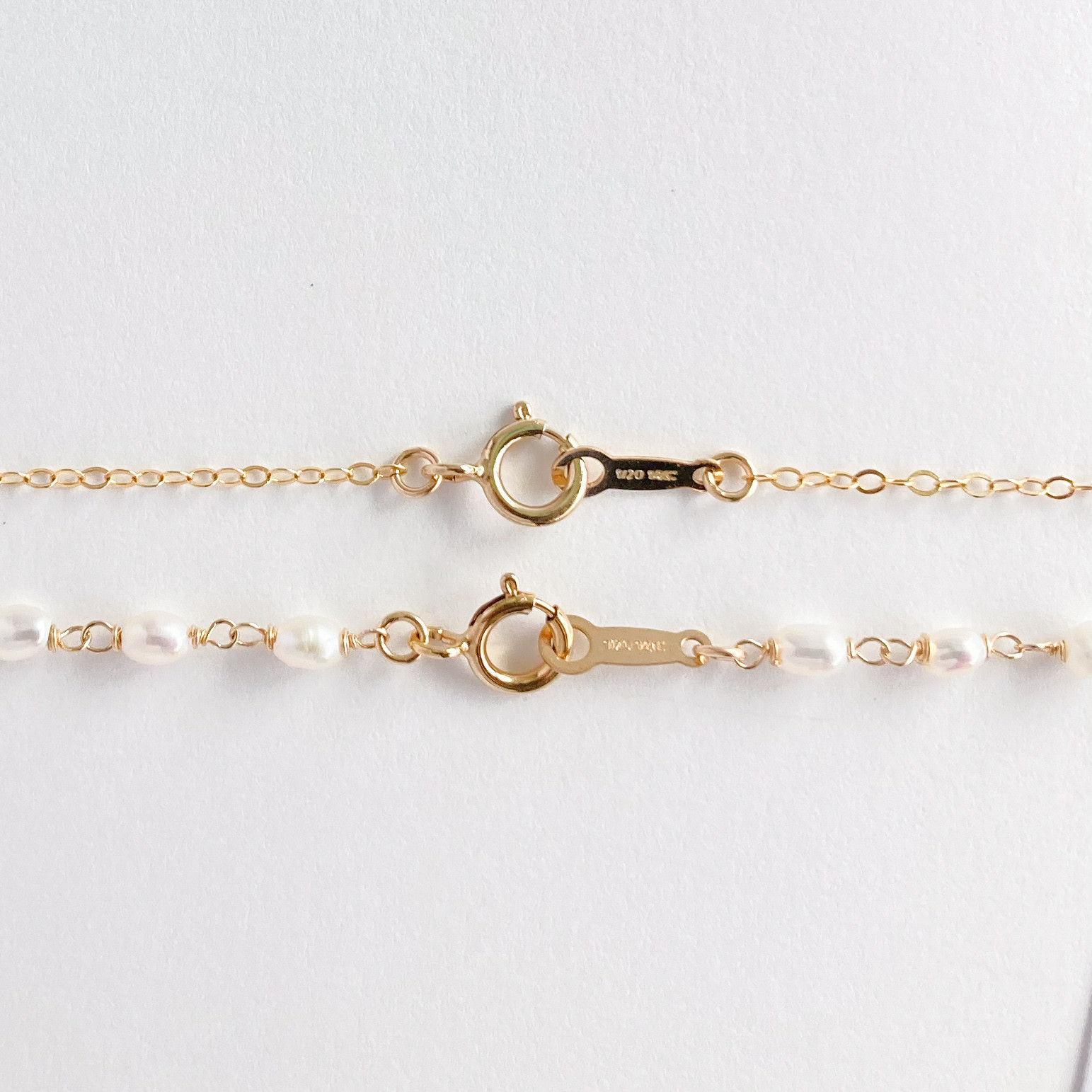 4wayロンドンブルートパーズ＆淡水パールの2連ネックレス　14kgf