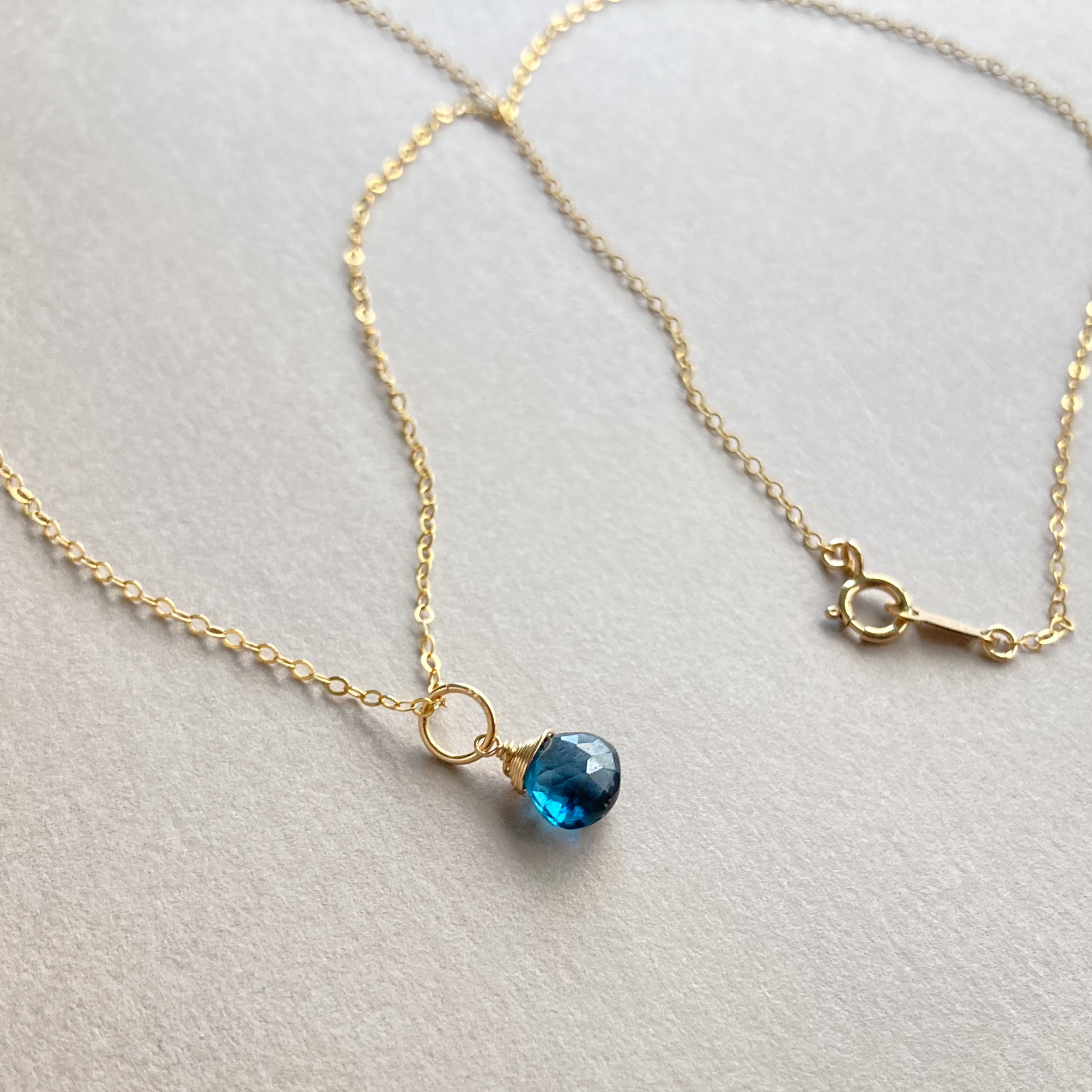 4wayロンドンブルートパーズ＆淡水パールの2連ネックレス　14kgf