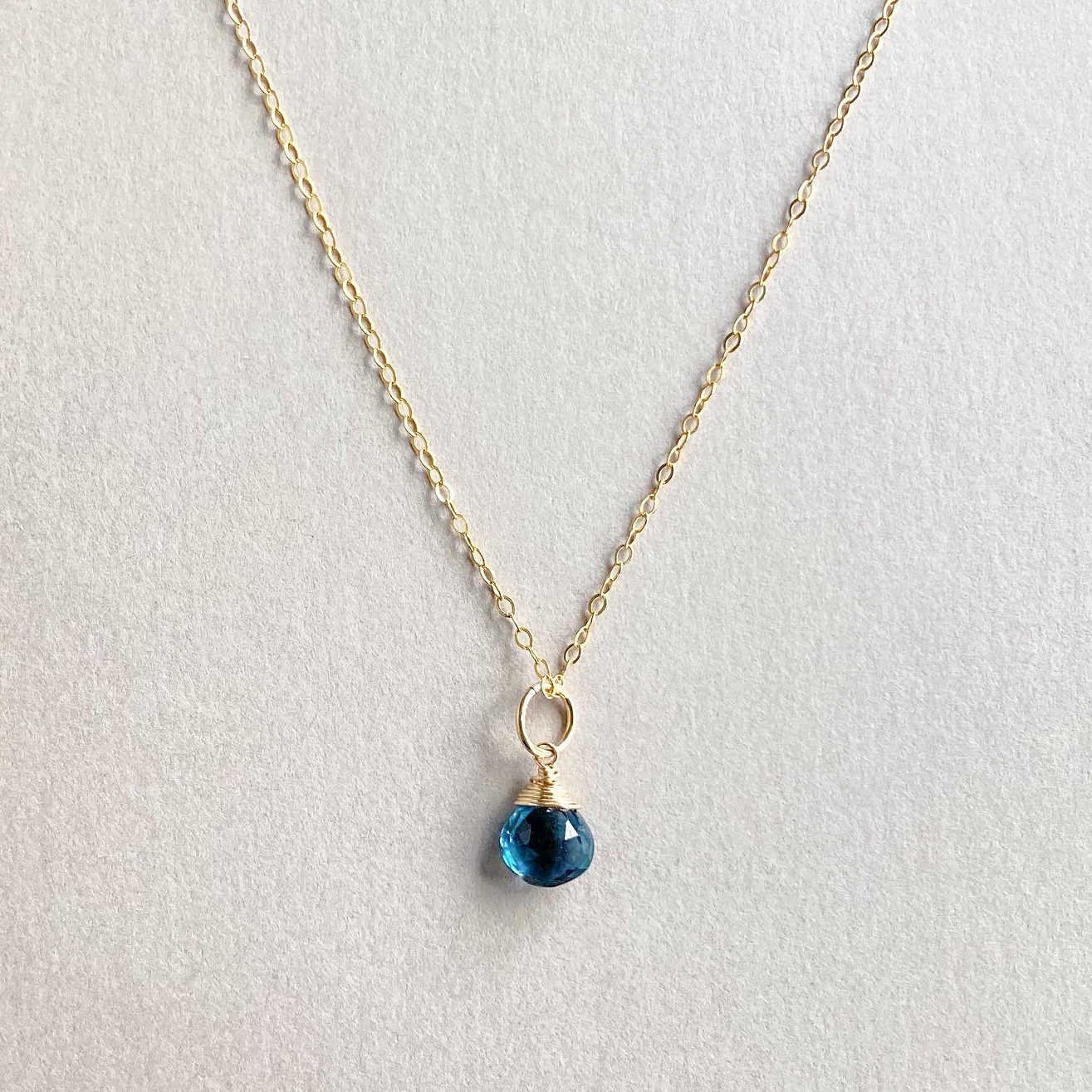 4wayロンドンブルートパーズ＆淡水パールの2連ネックレス　14kgf