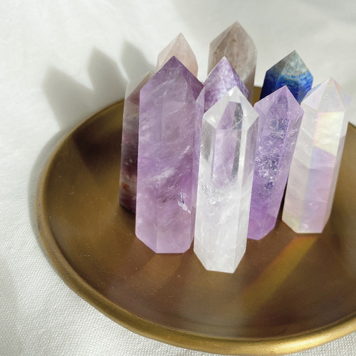 オーロラクォーツ タワーストーン 天然石 ヒンメリ 置き型 サン