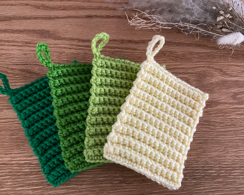 アクリルたわし4枚セット/GR×YE＊送料込み その他キッチン小物 aoi