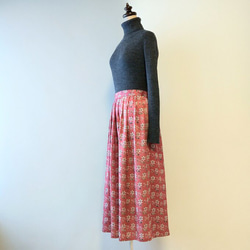 着物リメイク　ローズピンクの花柄スカート　B 2枚目の画像