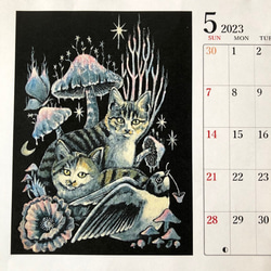 早期予約特典付き12月7日まで　2023年卓上カレンダー　星月猫★徳島洋子作品絵画　オリジナル作品　猫カレンダー 4枚目の画像
