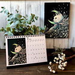 早期予約特典付き12月7日まで　2023年卓上カレンダー　星月猫★徳島洋子作品絵画　オリジナル作品　猫カレンダー 12枚目の画像