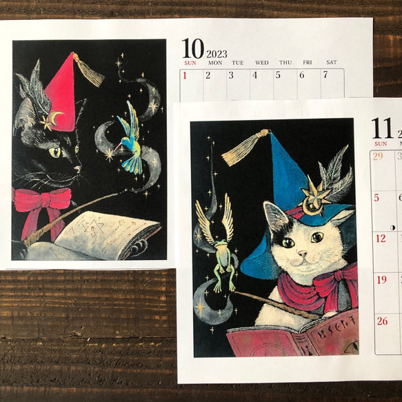 早期予約特典付き12月7日まで　2023年卓上カレンダー　星月猫★徳島洋子作品絵画　オリジナル作品　猫カレンダー 7枚目の画像