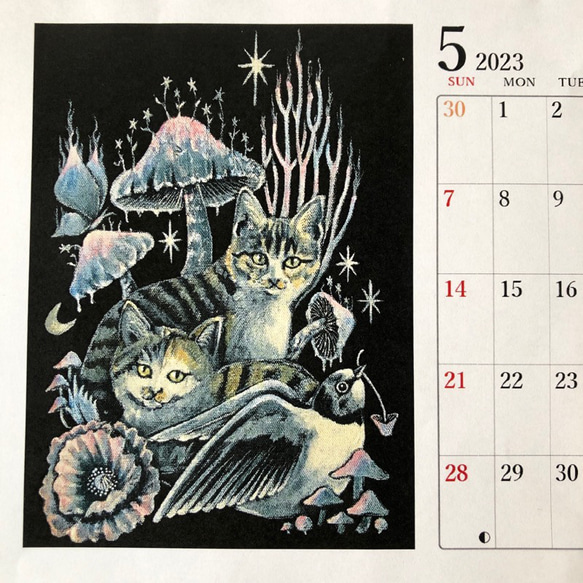 早期予約特典付き12月7日まで　2023年卓上カレンダーと複製画セット　星月猫★徳島洋子作品絵画　オリジナル作品　猫カレ 6枚目の画像