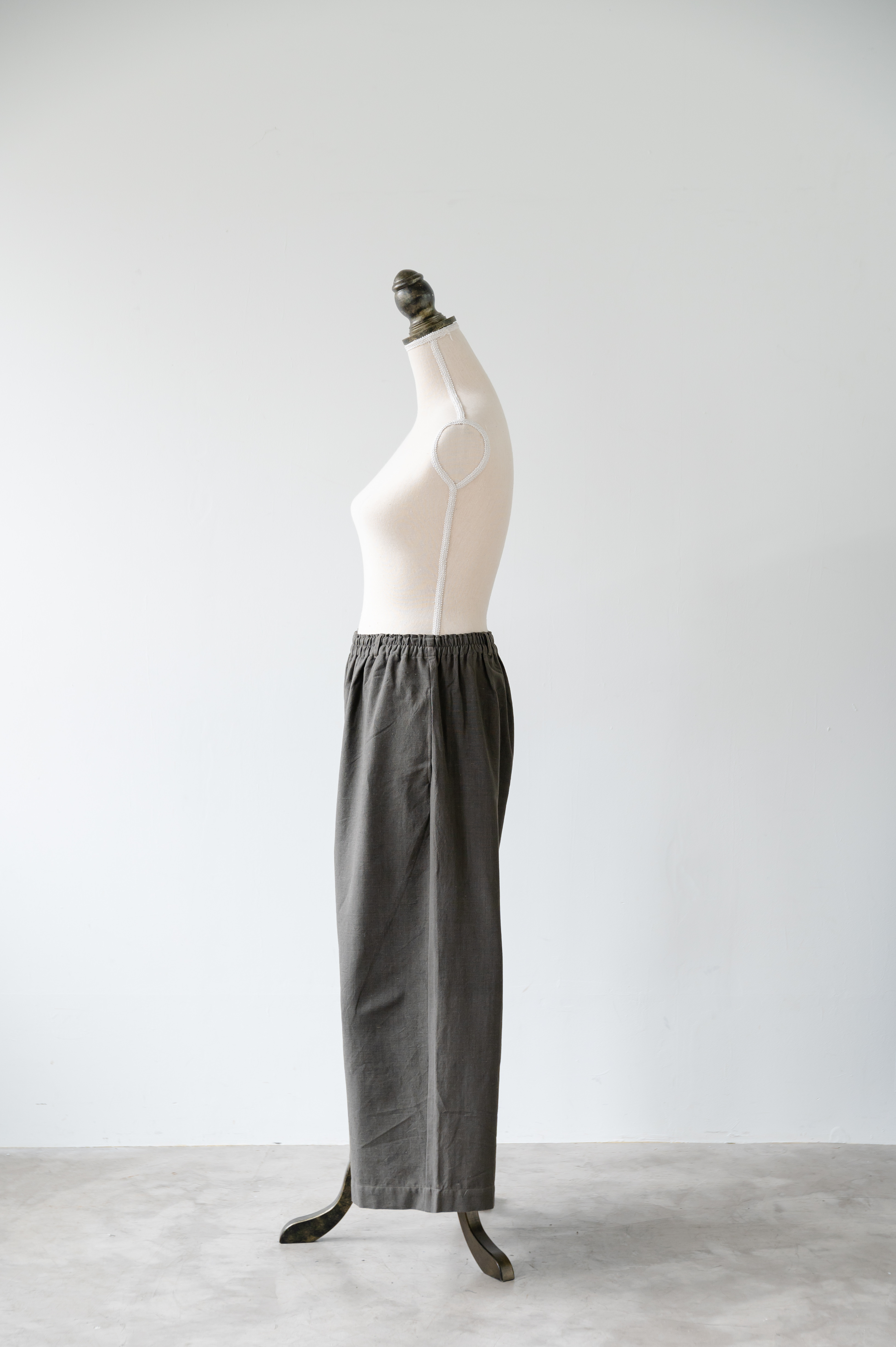 手紡ぎ手織りコットン　ワイドパンツ