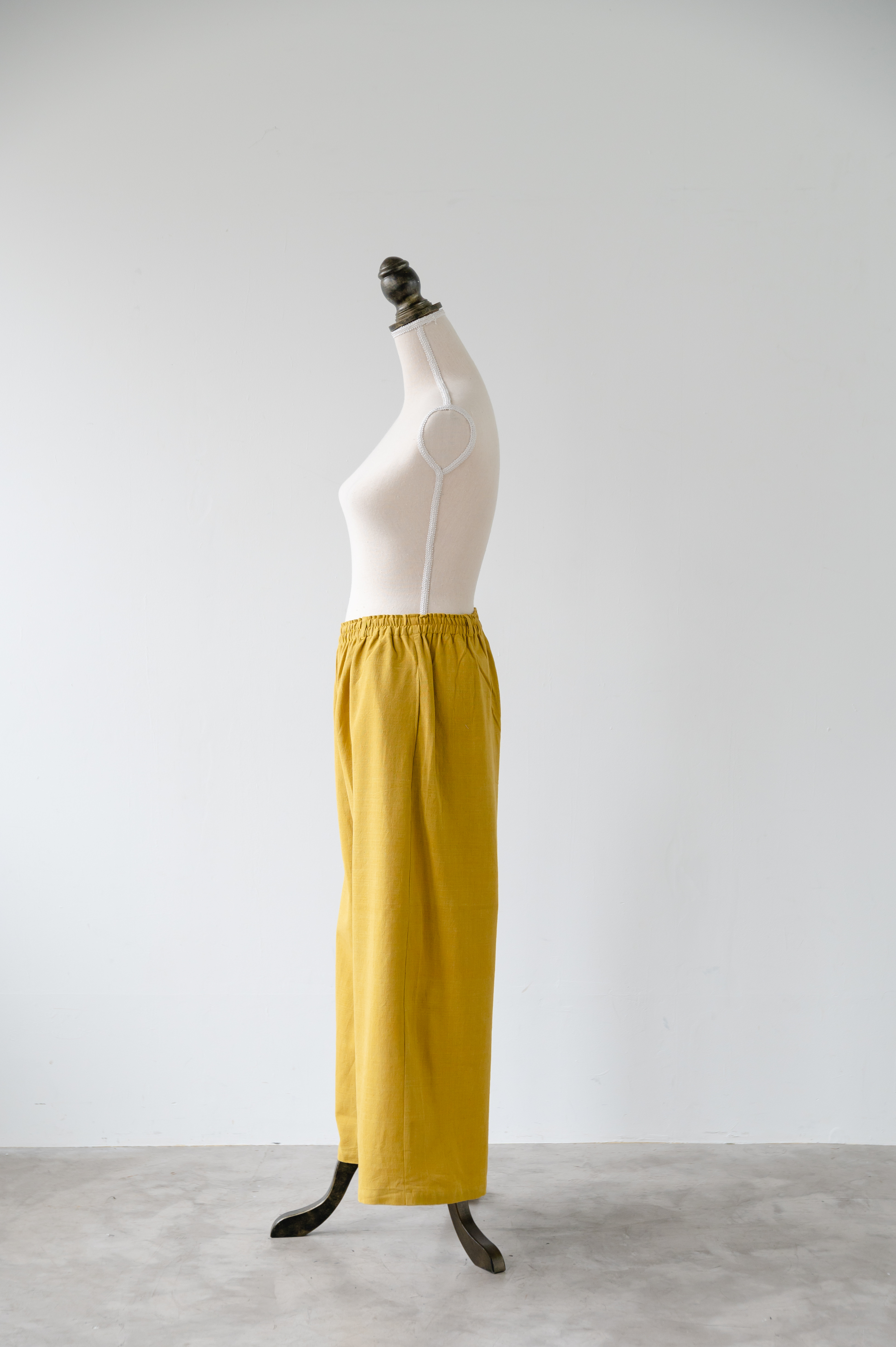 手紡ぎ手織りコットン　ワイドパンツ