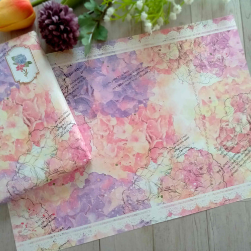 紫陽花【ラッピングペーパー A4】 デザインペーパー 花柄