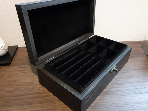 ジュエリーボックス・黒 在庫品 その他インテリア雑貨 wood-mh