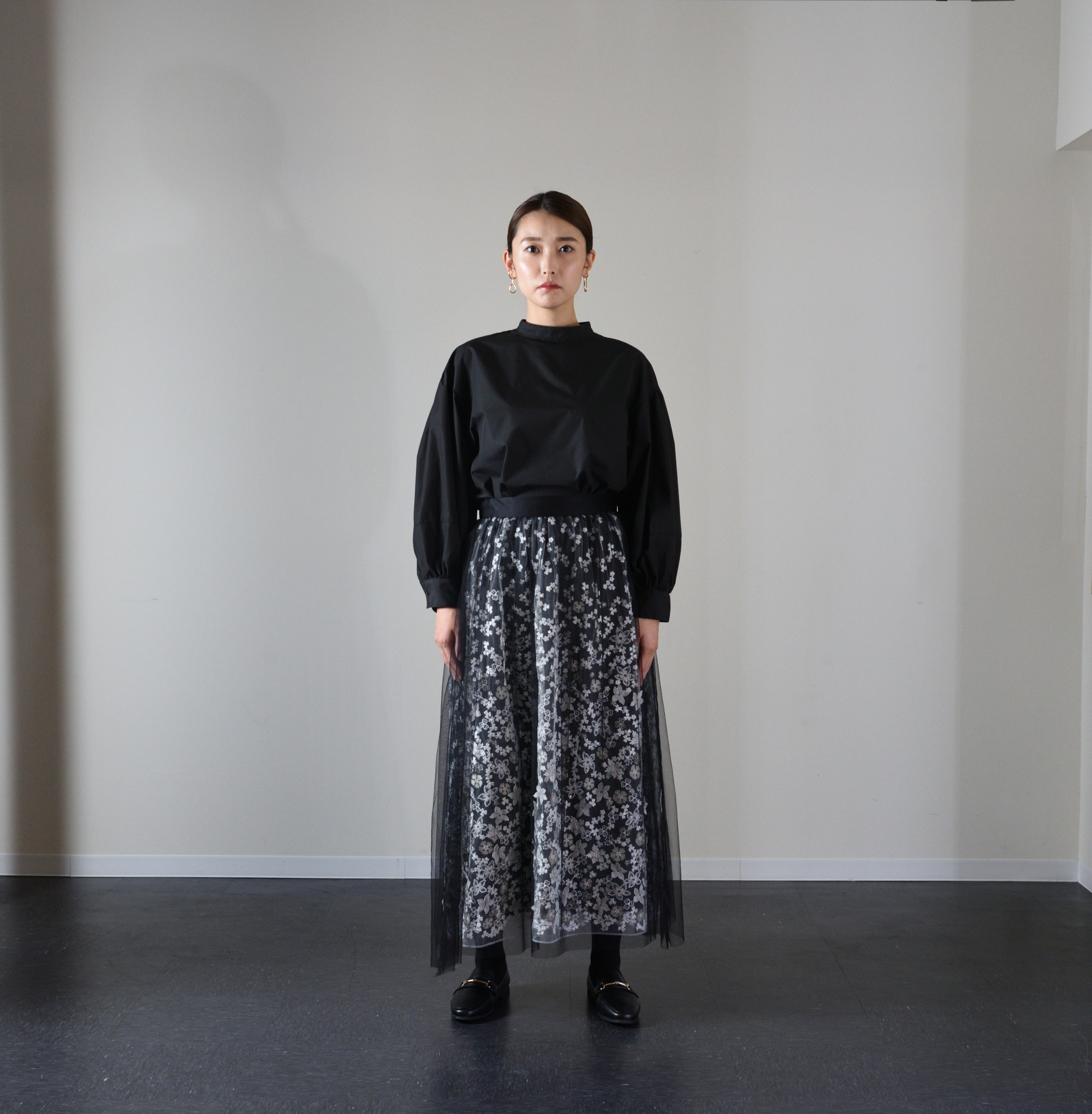 刺繍レース大人ギャザースカート