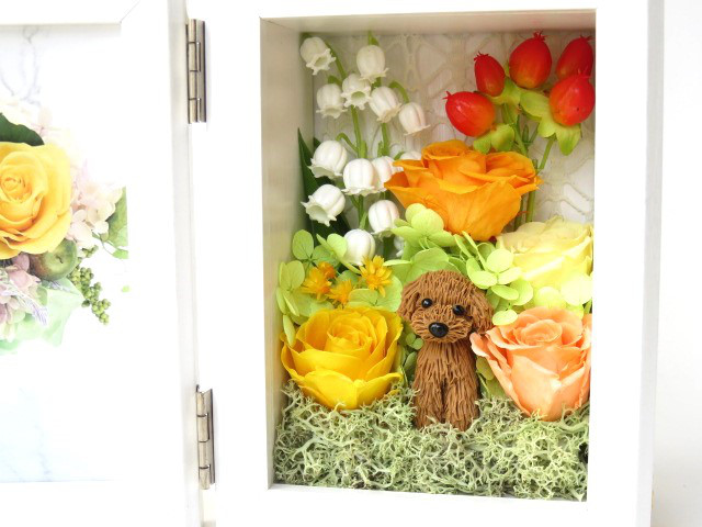 ♪ペットが選べるフォトフレーム　ミニフォトフレーム　オレンジミックス　結婚祝い　プリザーブドフラワー