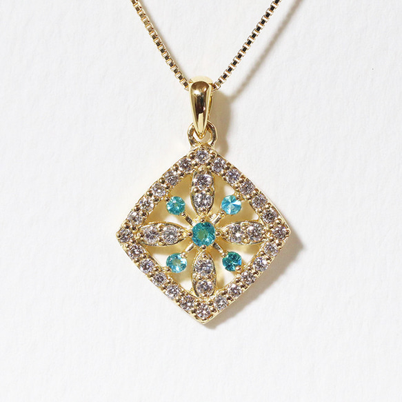 パライバトルマリン ダイヤ ネックレス ペンダント チャーム Pt900 K18