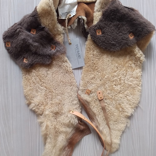 3WAY本革ムートン ショール ストール マフラー 巻き物 冬小物 作家物