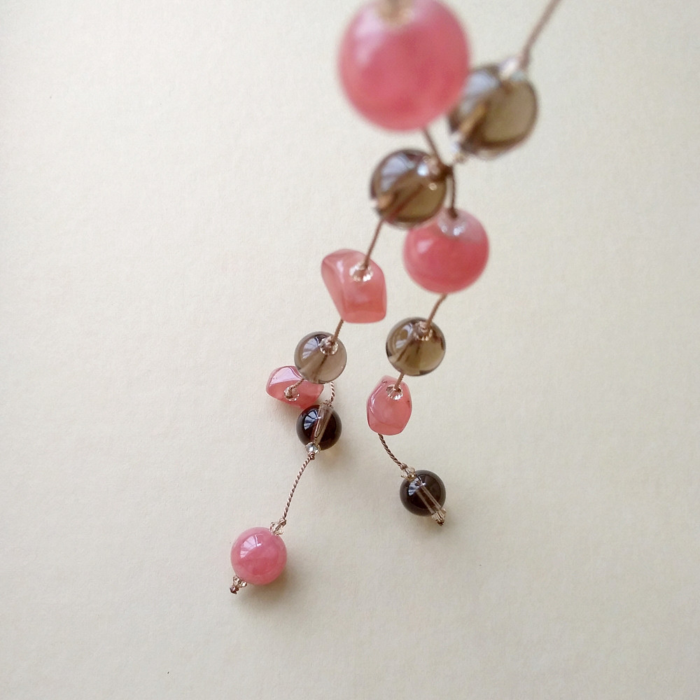 【インカローズ＆スモーキークォーツ】のラリエット