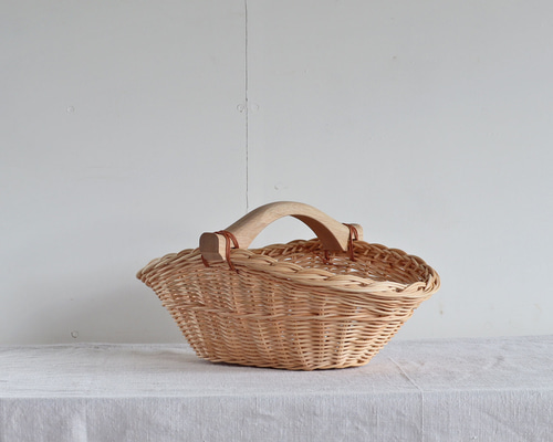 新品　マニー　マニーローズ　籐製 丸型ピクニックバスケット 花柄カバー付き 4207abfec13f604f907fc48a59fac0