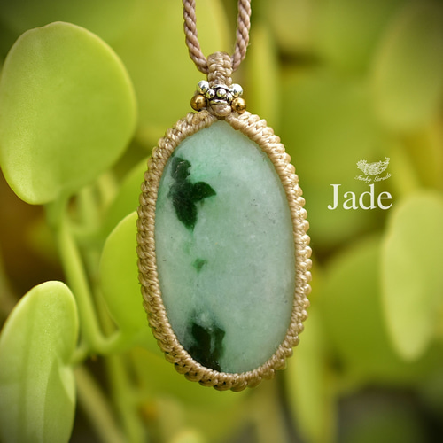 翡翠　チョーカー　マクラメ　ネックレス 翡翠 チョーカー マクラメ ネックレス 大粒ドラゴン☆ミャンマー