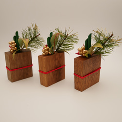 ウイスキー樽オークのシックな門松 漆仕上げ 正月／正月飾り／鏡もち／鏡餅と一緒に 6枚目の画像