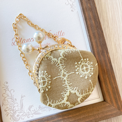 ミナ ペルホネン リバティ ハンドメイド パール がま口 キーホルダー