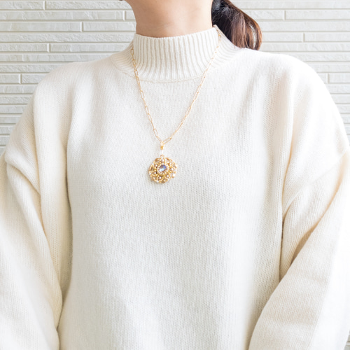   バースペンダント ネックレス 美品 SILVER925 シルバールビーペンダントネックレスフラワーデザイン14004