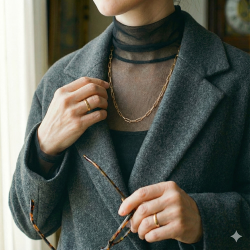 2way/長さ調節自在】煌めくスワロフスキーとヴィンテージ風レースの