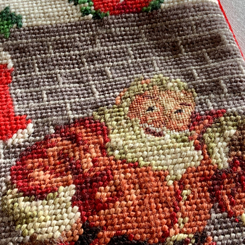 ヴィンテージ手刺繍のクリスマスストッキング タペストリー・壁掛け