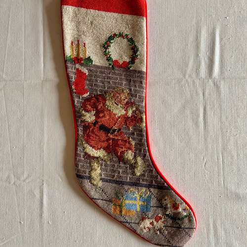 ヴィンテージ手刺繍のクリスマスストッキング タペストリー・壁掛け