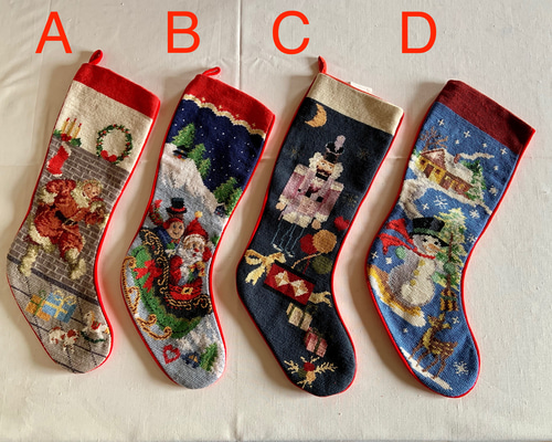 リネン製キツネ刺繍クリスマスストッキング c5d6c8eb4f4b5ab4d1ea282ee2f076
