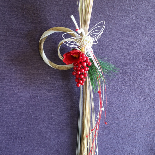 正月飾り2022 扇付きしめ縄 赤と金 お正月飾り 2022 しめ縄・しめ飾り g-plus