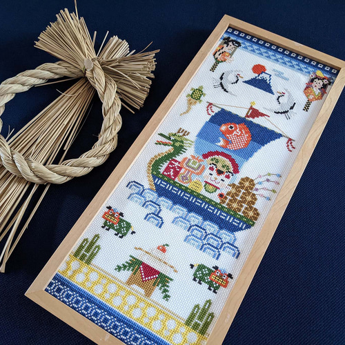 クロスステッチキット mini掛け軸【宝 船】 ---New Year その他 クロスステッチキット mini掛け軸【宝 船】 ---New Year その他