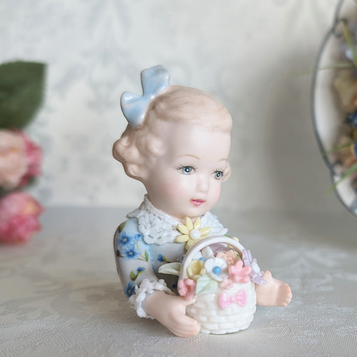 ハーフドール 【 忘れな草ちゃん 】 磁器 人形 レース ドール