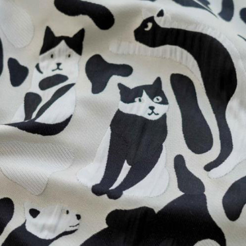 かわいい白黒の猫柄 ジャカード生地 [3524] 生地 ruusu 通販 15054636