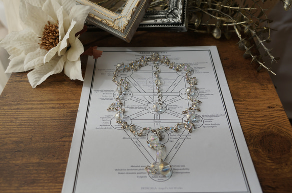 【白魔術師のロザリオ・ケテル 至高 [S/N.1]】☆一点物☆生命の樹モチーフロングネックレス・レインボーオーラ水晶 2枚目の画像