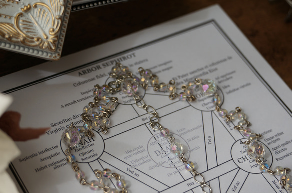 【白魔術師のロザリオ・ケテル 至高 [S/N.1]】☆一点物☆生命の樹モチーフロングネックレス・レインボーオーラ水晶 4枚目の画像