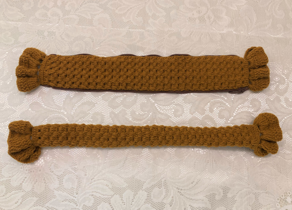ブラウン/バッグハンドルカバー/編み物/手編み/ハンドメイド/LVバッグハンドルカバー35.5cm 2枚目の画像