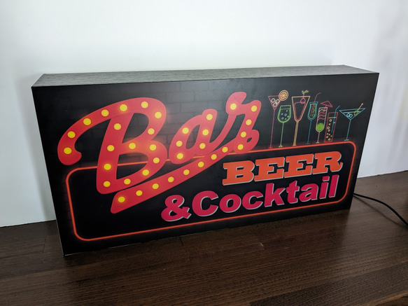 【Lサイズ】BAR カフェ バー ビール カクテル スナック パブ 酒 サイン 看板 置物 雑貨 ライトBOX 電飾看板 6枚目の画像