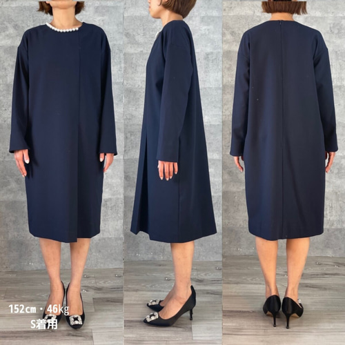 小柄S□パールが華やか♡安心のゆったり感 体系カバー 膝下丈