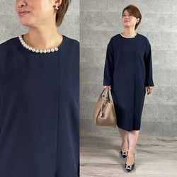 小柄S□パールが華やか♡安心のゆったり感 体系カバー 膝下丈