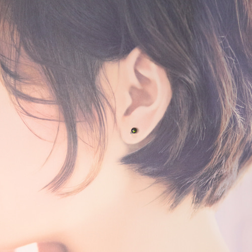 14kgf ブラックオパールピアス 14KGF ブラックオパール 天然石 艶玉 一粒 シンプル ピアス ピアス