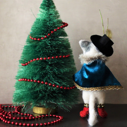 長靴を履いた猫（ミニ） 白猫　猫　 オーナメント　クリスマス　2WAY 　ドール　羊毛フェルト 3枚目の画像