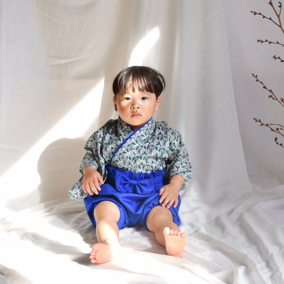 【 ベビー袴・ベビー着物 】男の子 | リバティ | お食い初め・100日祝い・初節句・ハーフバースデー・1歳誕生日 12枚目の画像