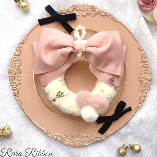 リース クリスマスリース リボンリース ふわふわリース ビックリボン