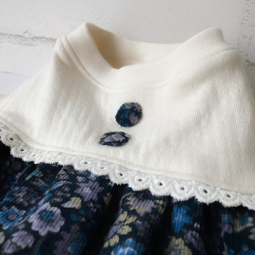 ♡小型犬服♡ハンドメイド♡紫陽花コサージュワンピース♡ブルー ワンピース ブルー ホワイト ストライプ 極小犬 パピー 小型 犬