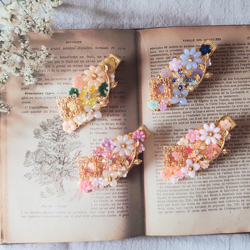 お花たっぷりのフラワーガーデンヘアクリップ(ピンクラベンダー) ヘア  