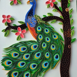 クイリング孔雀/家の装飾のための手作りの紙クイルアート、/Quilling Peacock (Handmade) 1枚目の画像