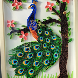 クイリング孔雀/家の装飾のための手作りの紙クイルアート、/Quilling Peacock (Handmade) 5枚目の画像