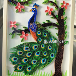クイリング孔雀/家の装飾のための手作りの紙クイルアート、/Quilling Peacock (Handmade) 6枚目の画像