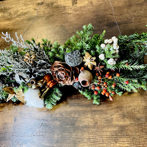 冬の森のガーランド(横型スワッグ) スワッグ anemone 通販 15056353