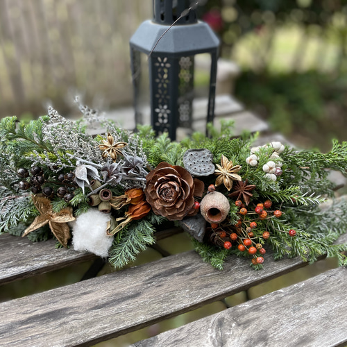 冬の森のガーランド(横型スワッグ) スワッグ anemone 通販 15056353